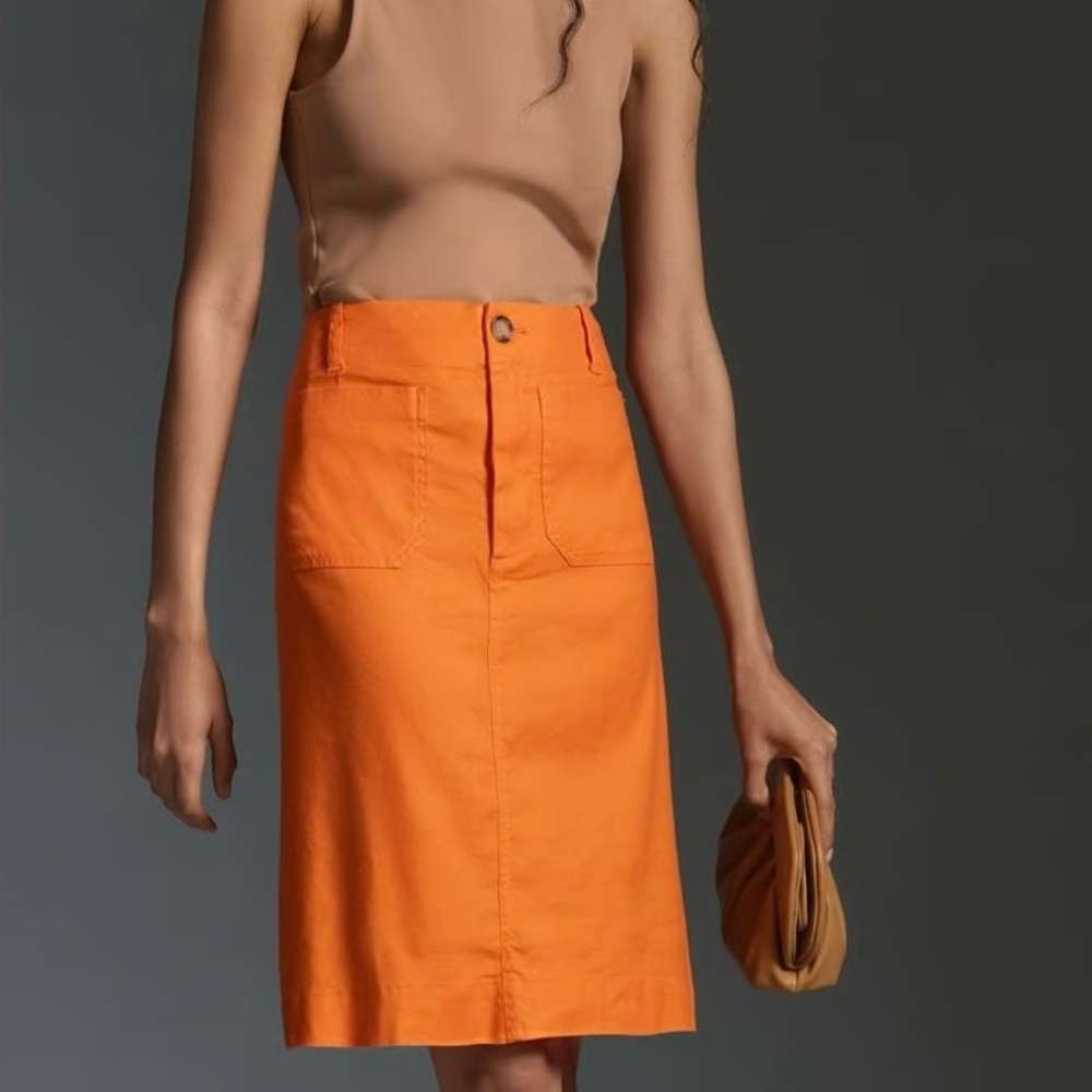 Maeve Orange Pencil Skirt